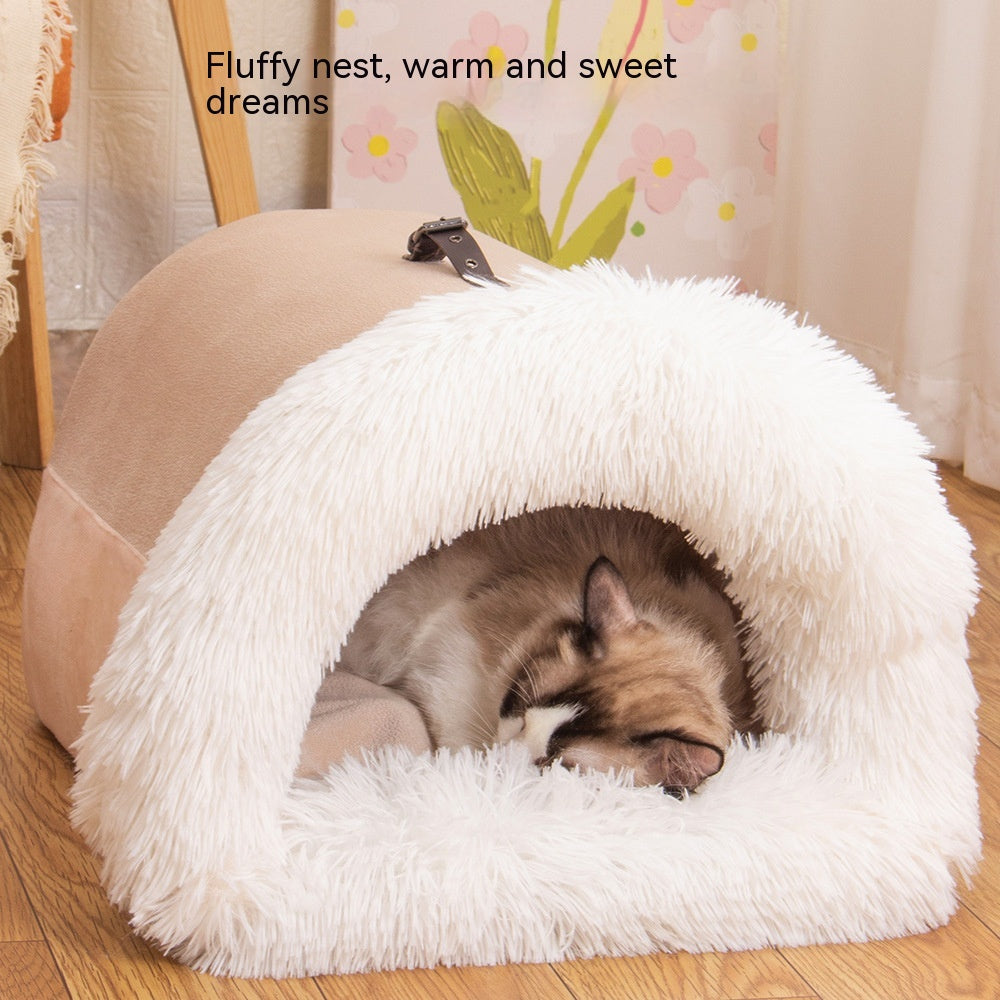 Portable Long-Plush Cat Nest