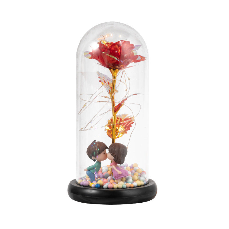 Foil Rose LED Light in Glass Dome, 22 x 11 cm (photo 7)