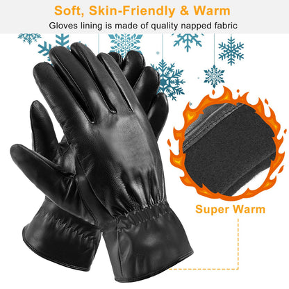 Unisex PU Leather Winter Gloves (photo 3)