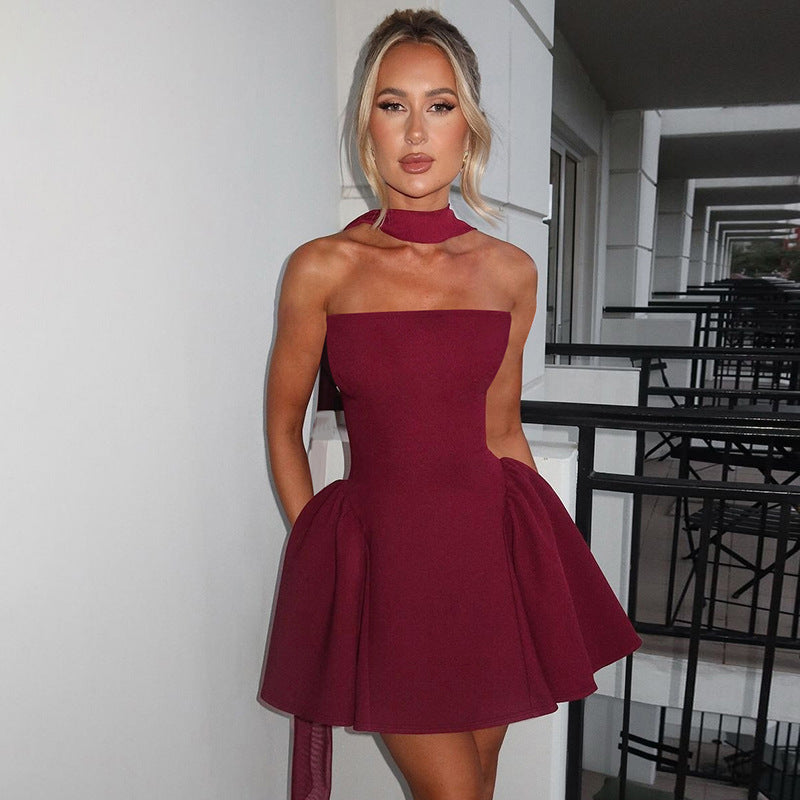 Women's Strapless Mini Dress with Back Zipper (photo 4)