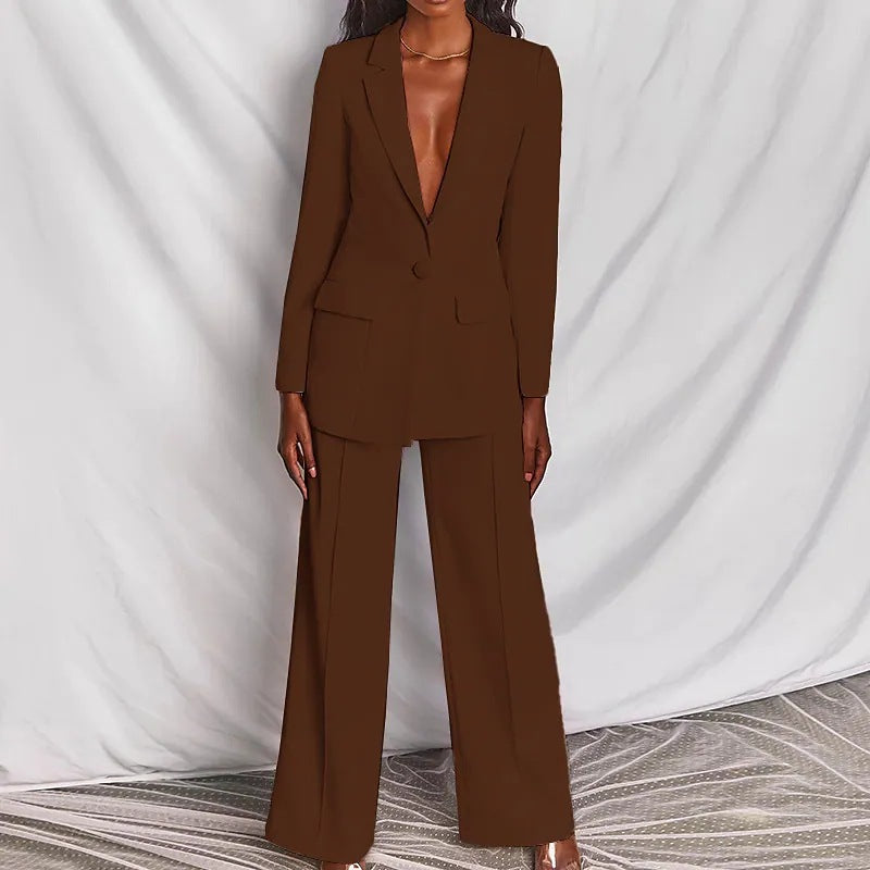 Women's Lapel Blazer and Straight-Leg Pants Set (photo 20)