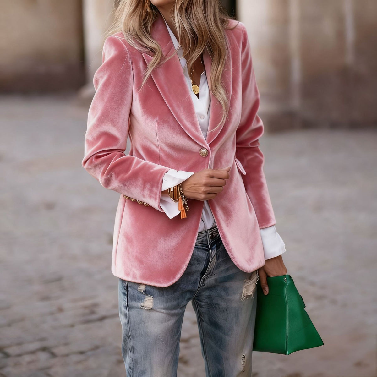 Women's Slim-Fit Velvet Blazer (photo 19)