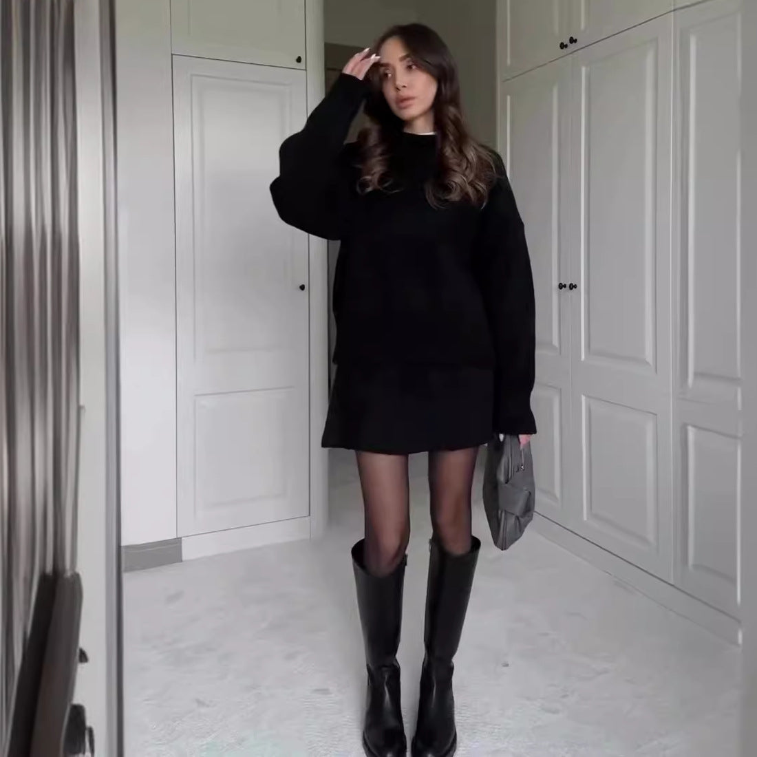 Women's Knit Sweater and Mini Skirt Set (photo 3)