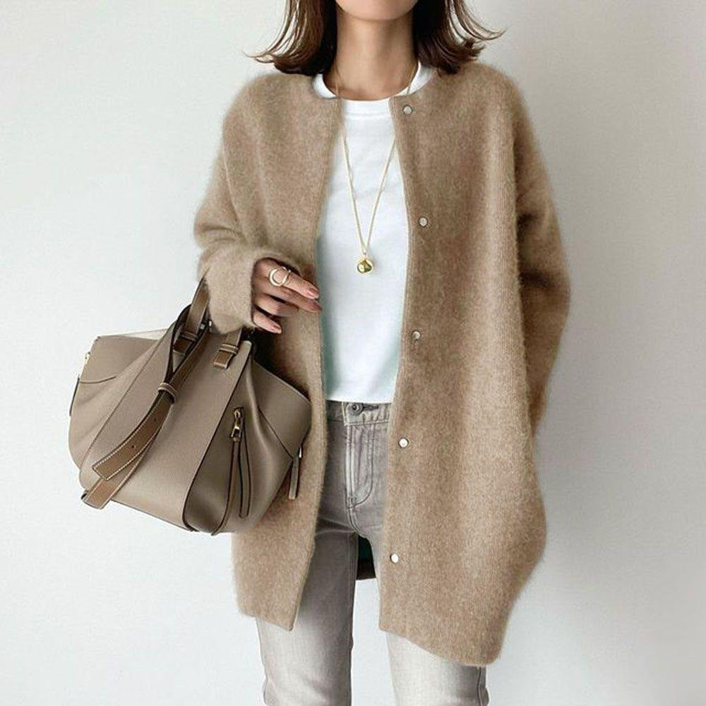 Women's Loose Round-Neck Knit Cardigan Coat (photo 7)