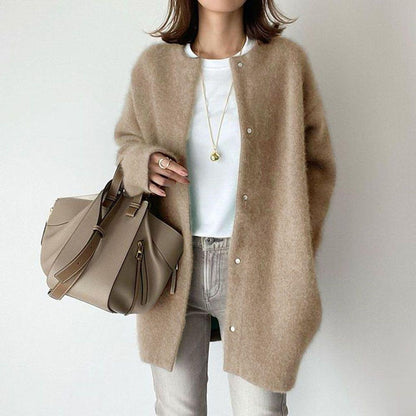 Women's Loose Round-Neck Knit Cardigan Coat (photo 7)