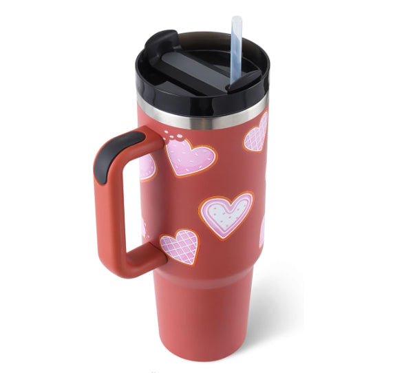 40 oz Insulated Stainless Steel Tumbler with Handle, Lid and Straw (photo 5)