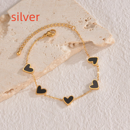 Stainless Steel Enamel Heart Bracelet (photo 10)