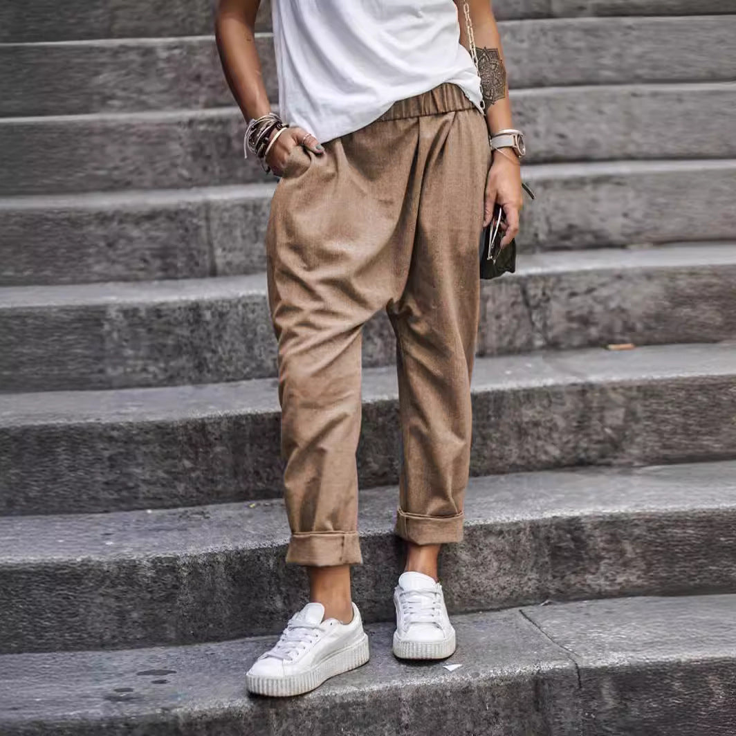 Women's High-Waist Harem Pants with Pockets (photo 3)