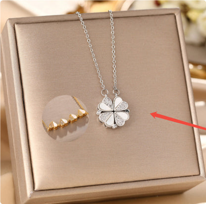 Four-Leaf Clover Heart Pendant Necklace (photo 9)