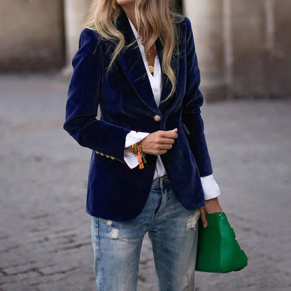 Women's Slim-Fit Velvet Blazer (photo 7)