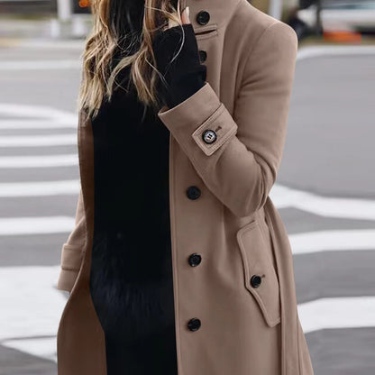 Women's Slim Stand-Collar Single-Breasted Coat (photo 6)