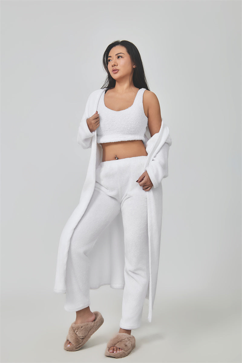 Women's 3-Piece Knit Lounge Set: Crop Top, Wide-Leg Pants and Cardigan (photo 34)