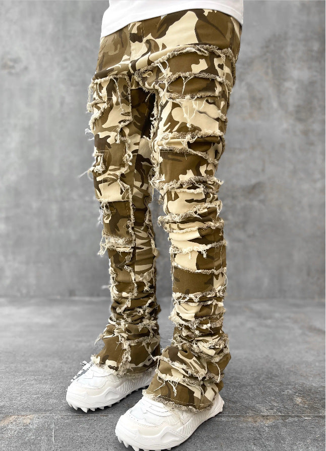 Men's Fringed Ripped Stacked Skinny Jeans (photo 7)