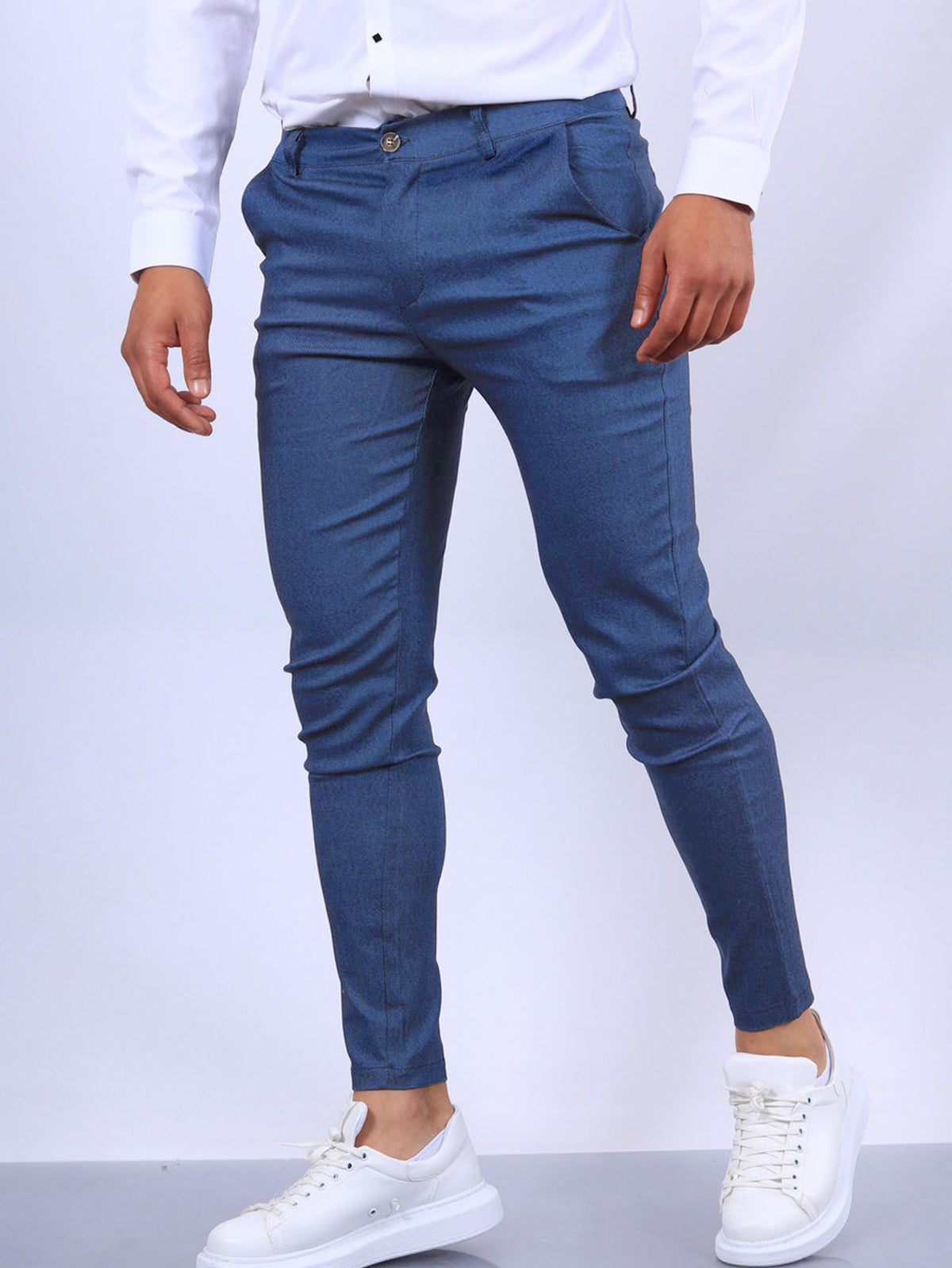 Men's Slim Button Pencil Trousers (photo 5)