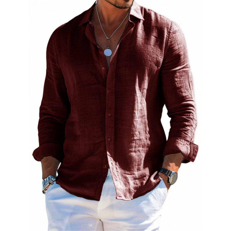Men's Loose Lapel Long-Sleeve Button Shirt (photo 10)