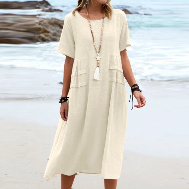 Women's Short-Sleeve Loose Midi Dress (photo 4)