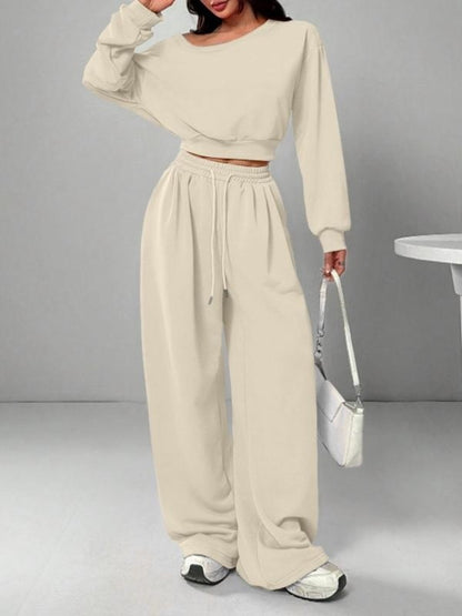 Women's One-Shoulder Sweatshirt and Tie-Waist Trousers Set (photo 16)