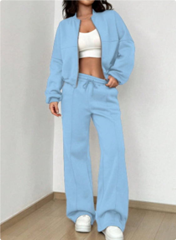 Women's Zip Jacket and Wide-Leg Pants Sports Set (photo 9)
