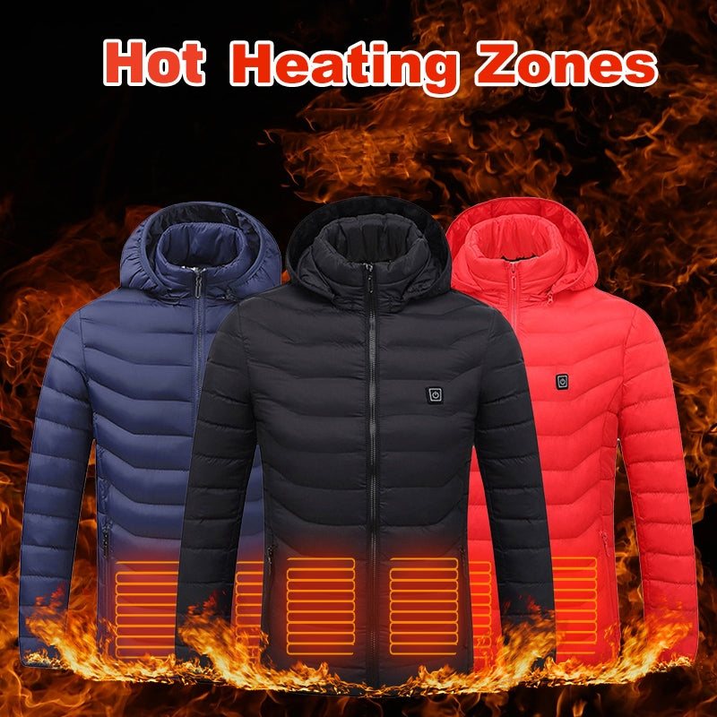 Men's Heated Hooded Puffer Jacket, 8 or 9 Heating Zones (Battery Not Included)
