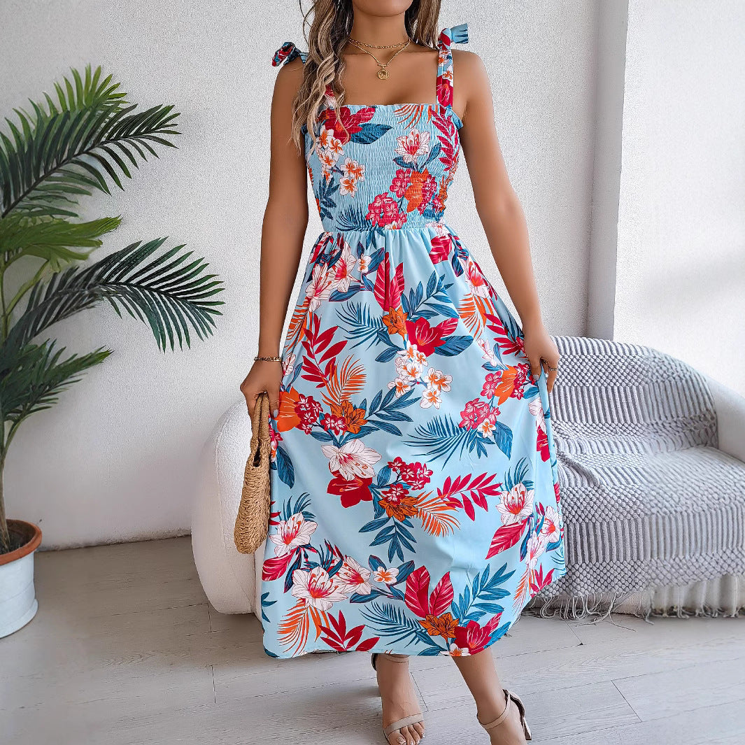 Women's Floral Strappy Corset Maxi Dress (photo 4)