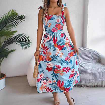 Women's Floral Strappy Corset Maxi Dress (photo 4)