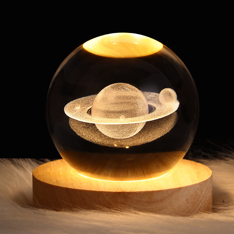 Wood Base Crystal Ball Night Lamp (photo 6)