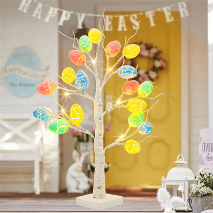 LED Birch Tree with Easter Egg Ornaments, 60 cm