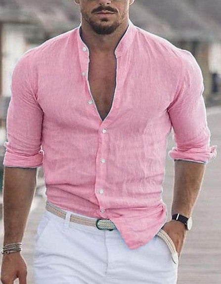 Men's Long-Sleeve Button Shirt, Solid Colors (photo 6)