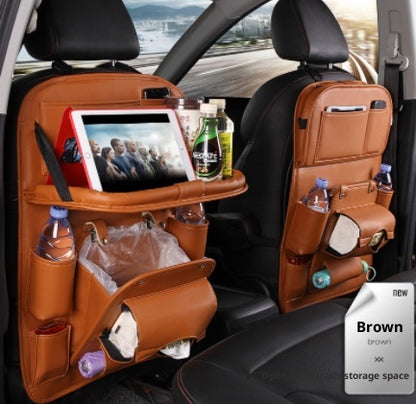 PU Leather Car Seat Back Organizer with Tissue Box (photo 8)