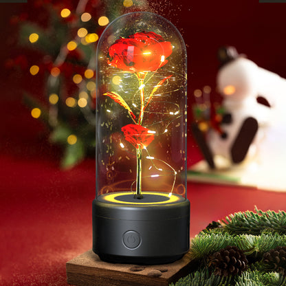 Preserved Rose LED Light and Bluetooth Speaker in Glass Dome (photo 7)