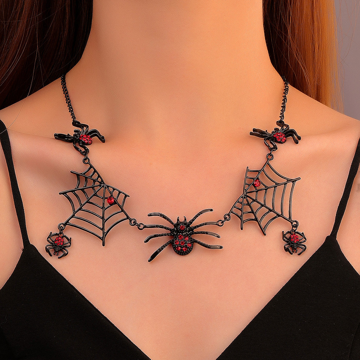 Halloween Spider and Web Necklace