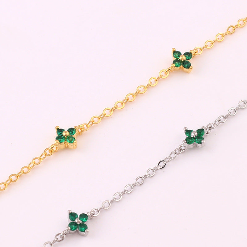 Dainty Flower Station Necklace, Gold or Silver Tone (photo 4)