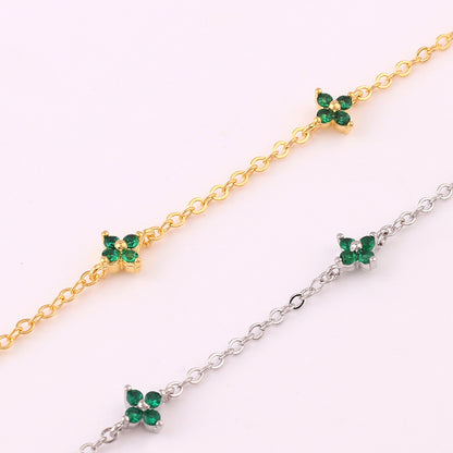 Dainty Flower Station Necklace, Gold or Silver Tone (photo 4)