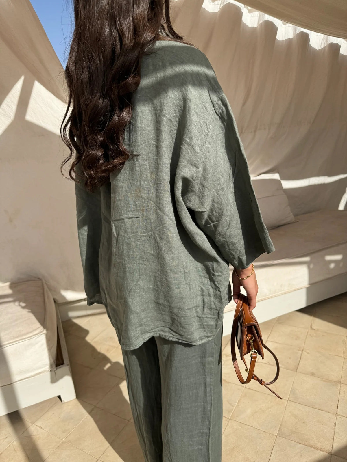 Women's Long-Sleeve Pocket Shirt and Wide-Leg Pants Set (photo 17)