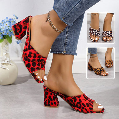 Women's Chunky Heel Slide Sandals