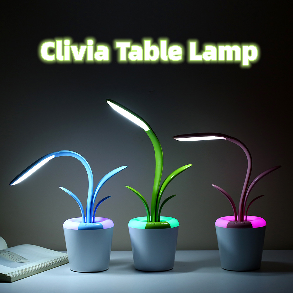 Plant-Shaped Rechargeable LED Table Lamp with Night Light Mode