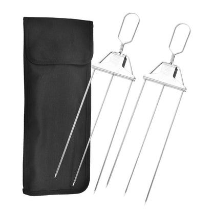 3-Prong Stainless Steel BBQ Skewer Forks (photo 8)