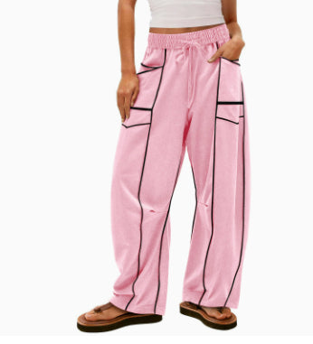 Women's Striped Wide-Leg Drawstring Sweatpants (photo 19)