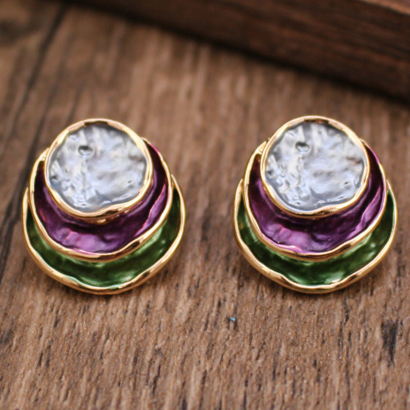 Enamel Round Geometric Earrings (photo 12)