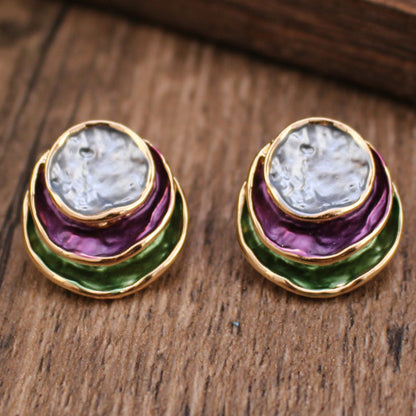 Enamel Round Geometric Earrings (photo 12)