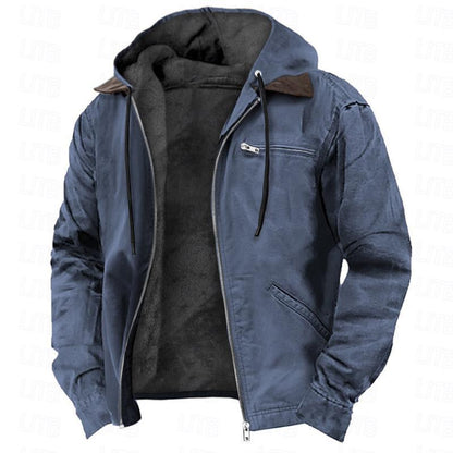 Men's Hooded Fleece Zip-Up Long Jacket (photo 6)
