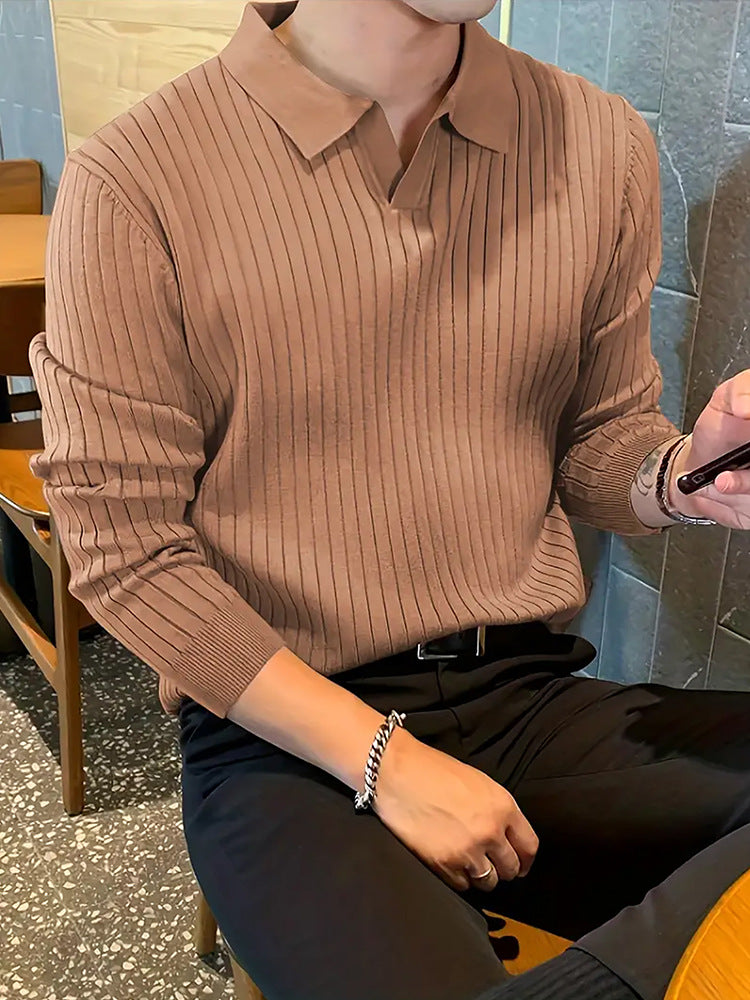 Men's Waffle Knit Long-Sleeve Polo Shirt (photo 6)