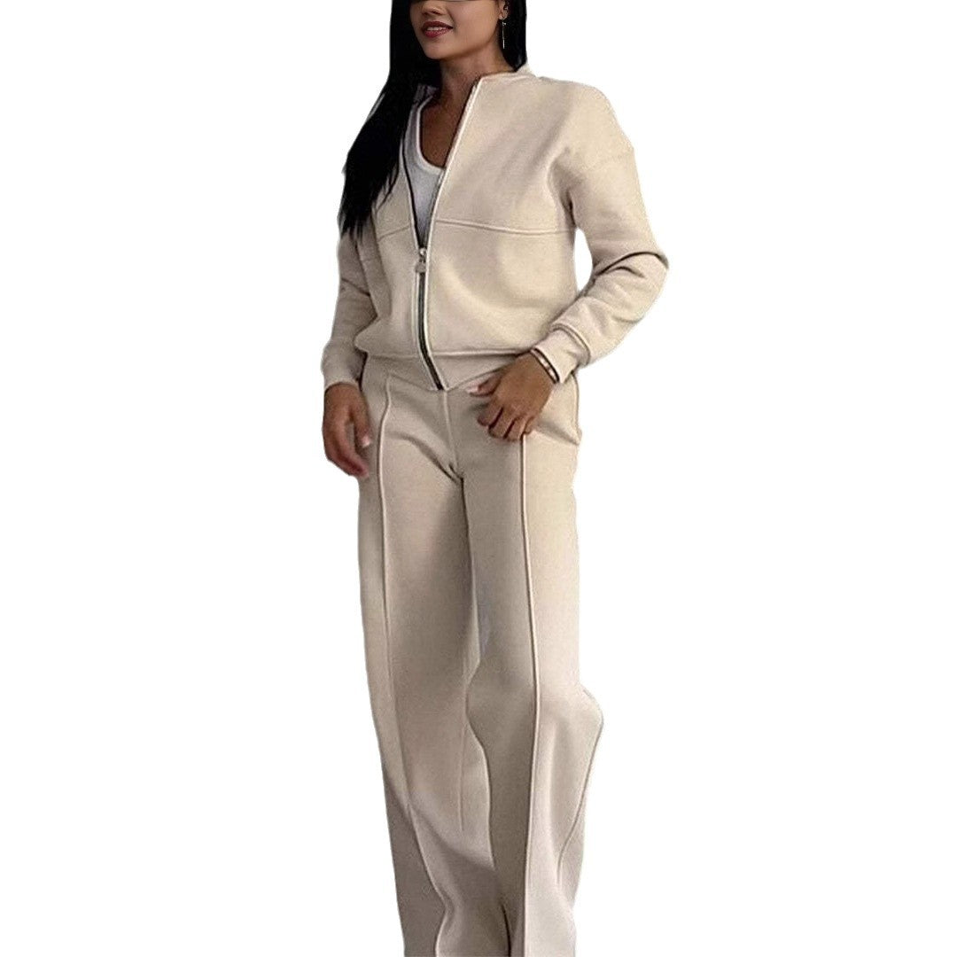 Women's Zip Jacket and Wide-Leg Pants Sports Set (photo 7)