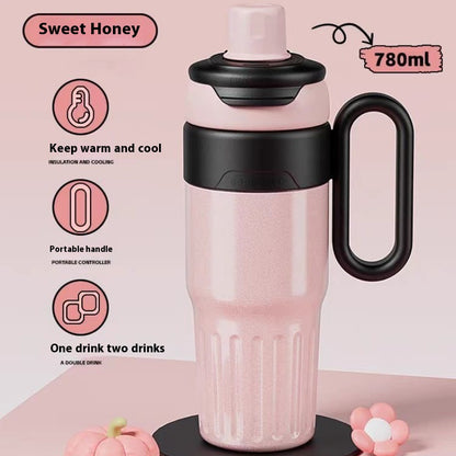 780 ml Stainless Steel Tumbler with Handle, Lid and Straw (photo 8)