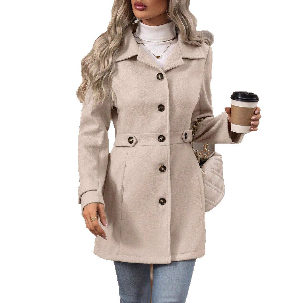 Women's Single-Breasted Lapel Mid-Length Coat (photo 12)