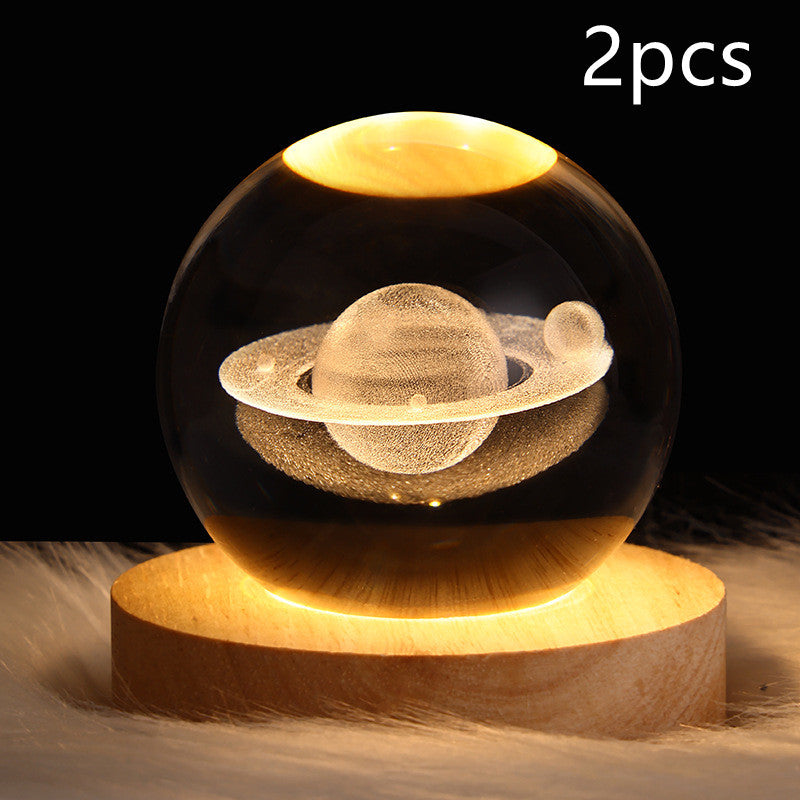 Wood Base Crystal Ball Night Lamp (photo 9)