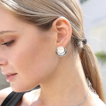 Enamel Round Geometric Earrings (photo 3)