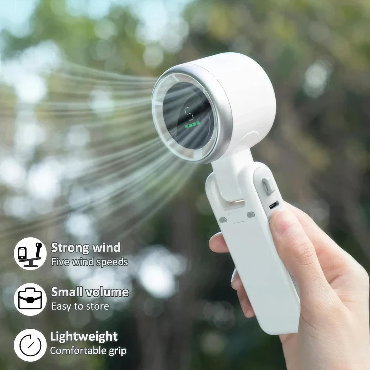 Foldable Mini Turbo Fan with Neck Strap, USB-C (photo 2)