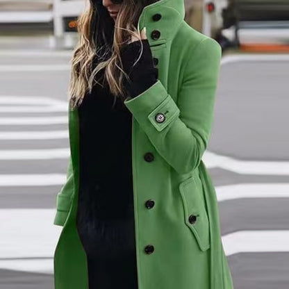 Women's Slim Stand-Collar Single-Breasted Coat (photo 18)