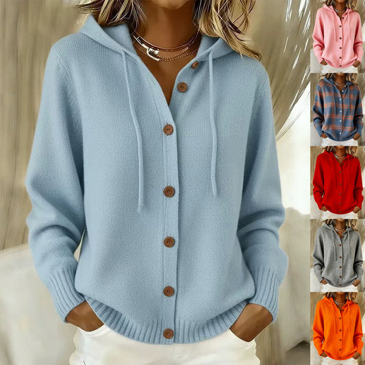 Women's Hooded Knit Cardigan, Relaxed Fit